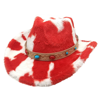 Trendy Fuzzy Cowgirl Hat For Women Men Western Hat