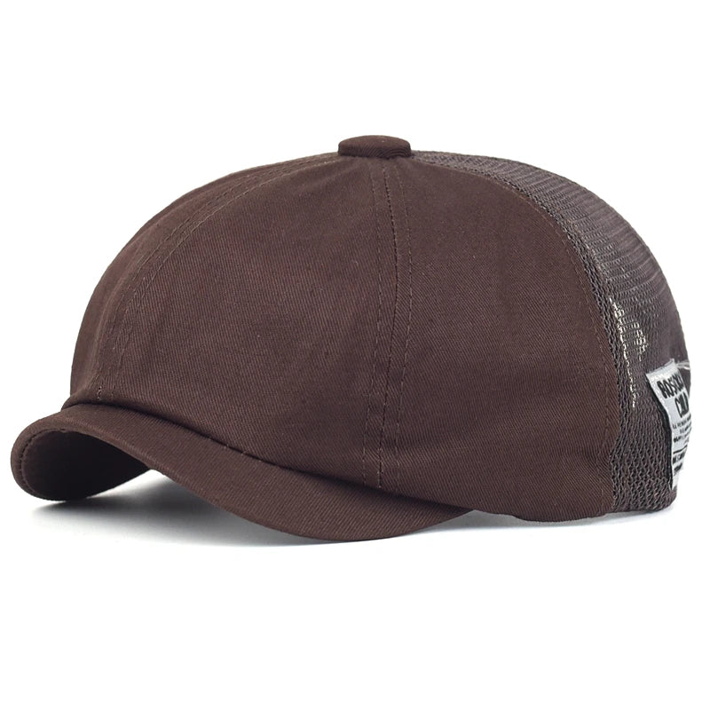Summer Mesh boy Cap Breathable Cotton Peaky Octagonal Hat Vintage Casual Cap