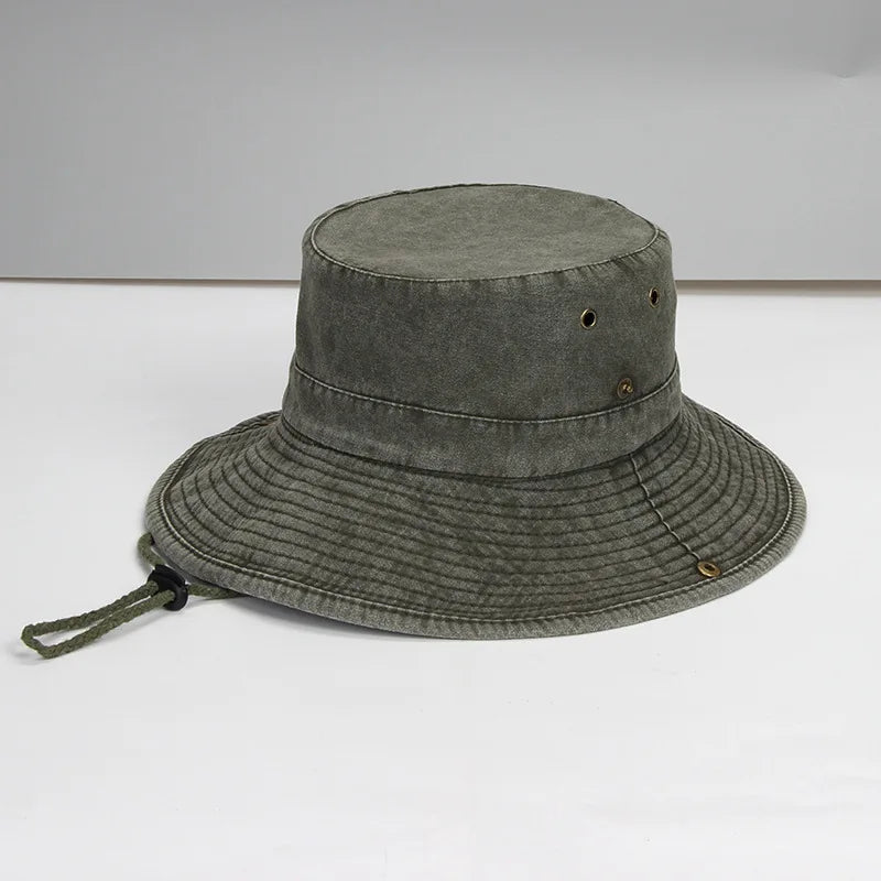 62cm Big Size Cotton Bucket Hat Men Hiking Fishing Safari Hat