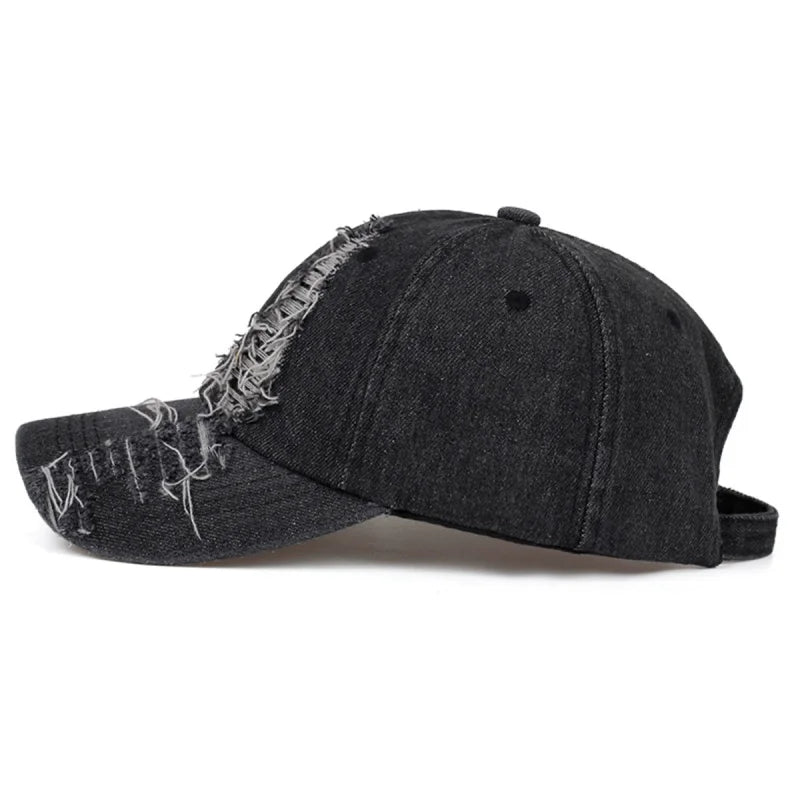 New Solid Color Ripped Baseball Cap