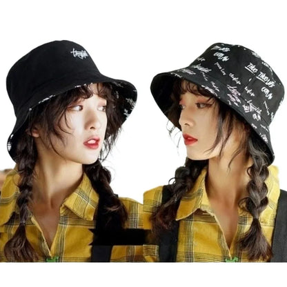 Embroidered English Letters Double-sided Fisherman Hat Universal Summer Thin