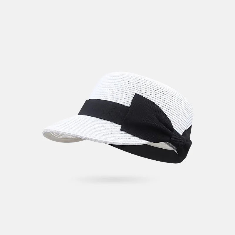 Bow Shaped Dome Grass Woven Duckbill Hat