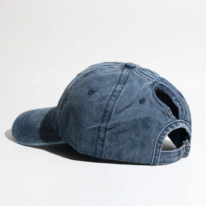 Washed Ponytail Baseball Cap for Women Spring Summer Outdoor Sports Hat