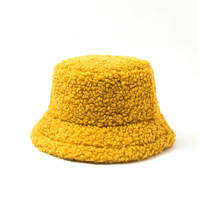 Lambswool Unisex Bucket Hats For Women Men Winter