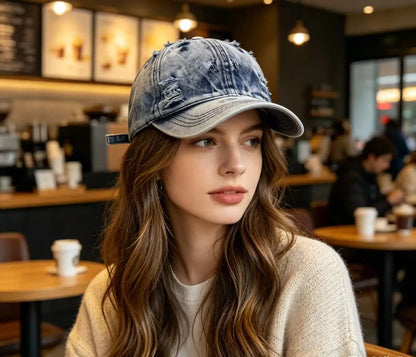 Cowboy Hole Washed Soft Top Hat Female Cap