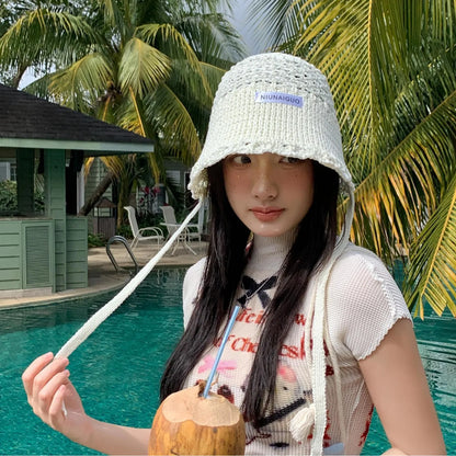 Women's Sun Hats Fashion Blue Cap Woven Fisherman's Hat