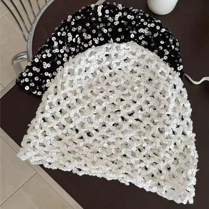 Ins Style Sequined Hollow Pullover Hats Women