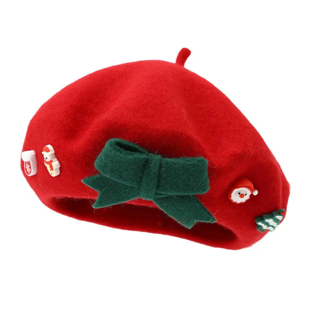 Fashion Christmas Beret Hat Red Green Sweet Christmas Beret Hat