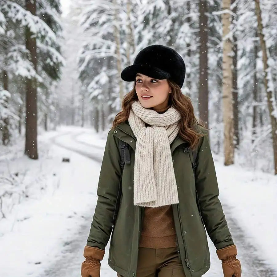 Women's Plush Faux Fur Baseball Cap