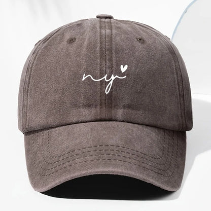 Small Heart Print Washed Vintage Baseball Cap Fashion Men Women Sun Hat
