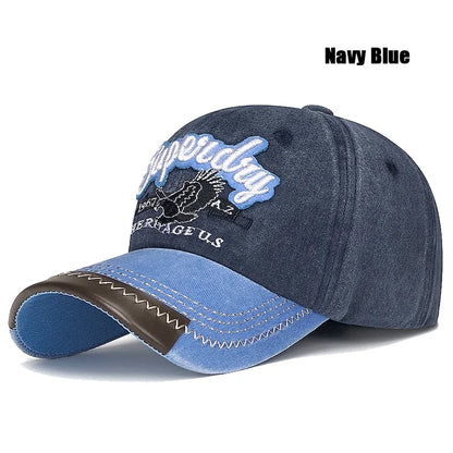 New Unisex Washed Cotton Embroidered Eagle Baseball Cap