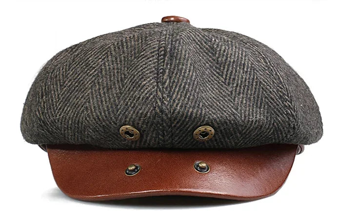 Men Street Bonnet 55% Wool Beret Sheepskin Camel/Grey Male Thin Hats