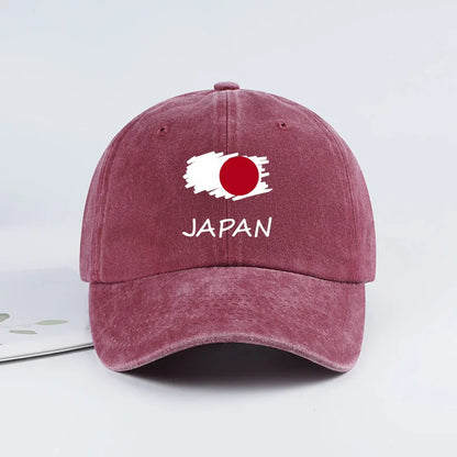 Flag Print Washed Baseball Cap Comfortable & Breathable Retro Patriotic Style Daily Commute Gift for Japan Enthusiasts