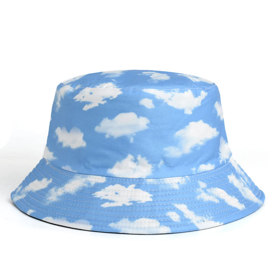 Blue Sky And White Clouds Print Bucket Hat Fisherman Hat