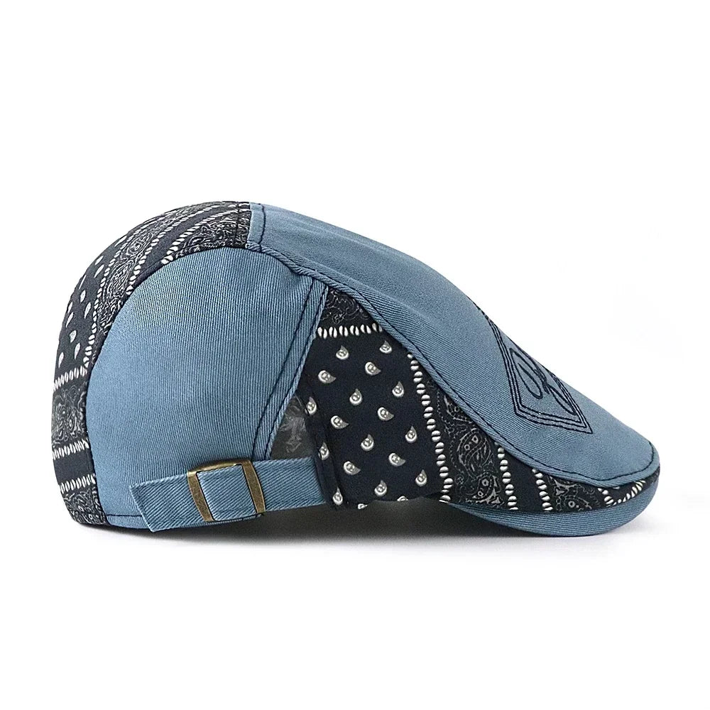 Men Letters Embroidered Newsboy Hat Women Fashion Adjustable