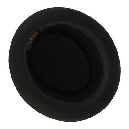 Wool Black Billycock Roll Brim Fedora Hat Women British Concave-Convex Top Hat