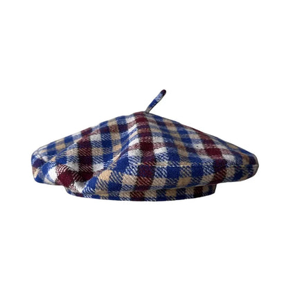 Autumn Winter British Color Plaid Flying Saucer Hat