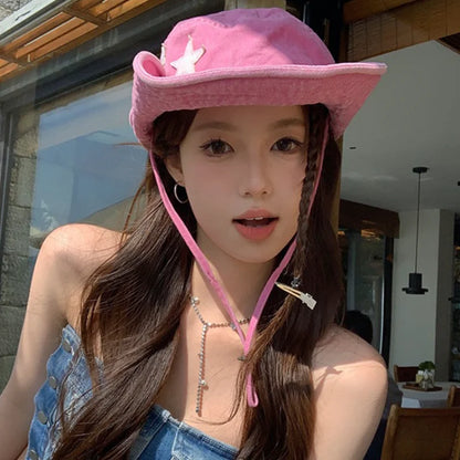 2023 Vintage Pink Stars Western Cowboy Hat