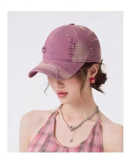 Baseball Cap For Women Men Unisex Dad Hat Broken Hole Washed Cap
