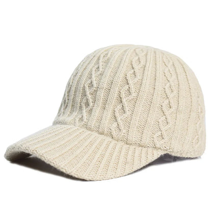 Autumn and Winter Knitted Wool Baseball Cap Korean Style Warm Solid Color Plain Duckbill Cap Versatile Fashionable