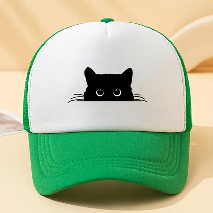 Cute Cat Printed Baseball Net Hat, Men's and Women's Daily Decoration