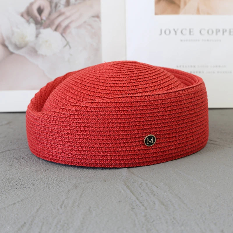 Straw Pillbox Hat Summer Beret Sun Hats