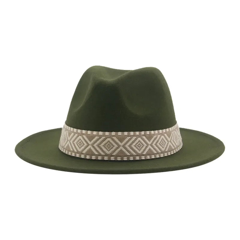 Panama Hat Western Cowboy Hats For Women Solid Big Brim Casual Fedoras Men Women