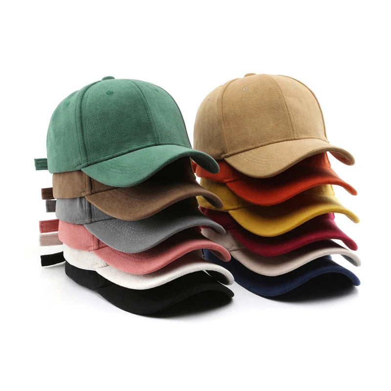 Women Suede Baseball Caps Autumn Winter Solid Fashion Men Hip Hop Cap