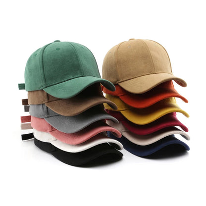 Women Suede Baseball Caps Autumn Winter Solid Fashion Men Hip Hop Cap