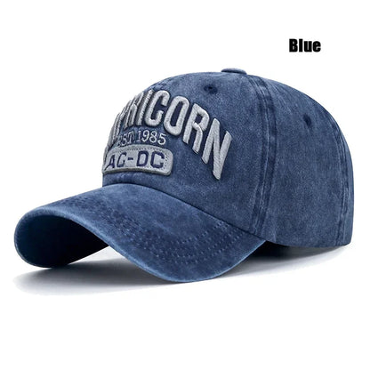 New Unisex Washed Distressed 'Capricorn' Alphabet 3D Embroidery Soft Top Baseball Cap Fashion Men Women