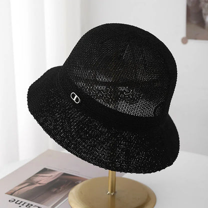 Bucket Hat Sun Protection For Women Korean Minimalist Knit Fisherman Cap