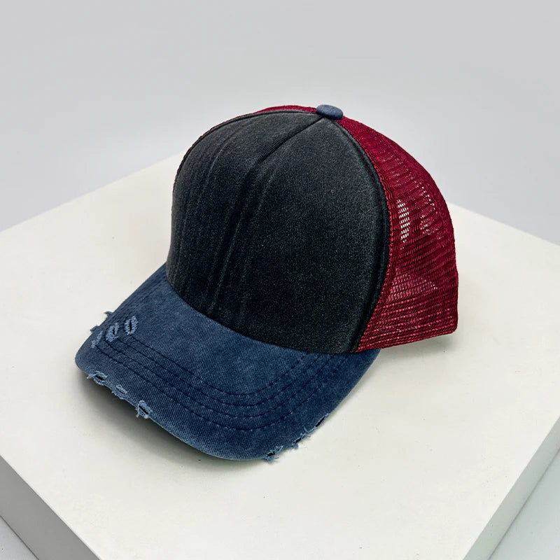 New Unisex Color Block Broken Style Baseball Hats