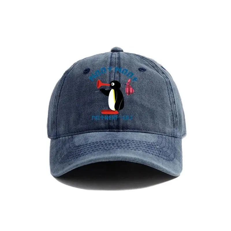 Noot Noot Pingu Distressed Baseball Cap Cool Men Women