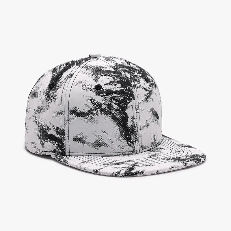 Splatter Print Flat Brim Baseball Cap Adjustable Sun Protection Breathable Outdoor Street Hip Hop Casual Unisex