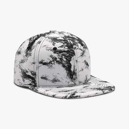 Splatter Print Flat Brim Baseball Cap Adjustable Sun Protection Breathable Outdoor Street Hip Hop Casual Unisex