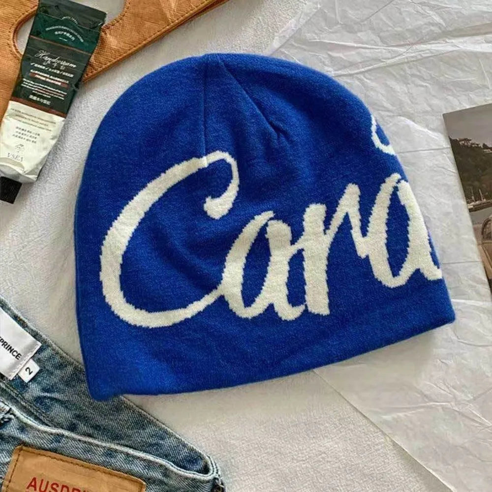 Fashion Letter Knitting Cap Hat Fiber Y2k Jacquard Knitted Hat