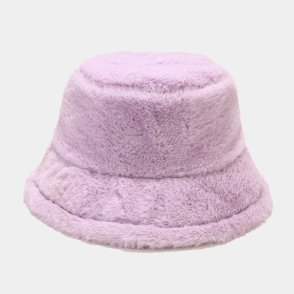 Faux Rabbit Fur Bucket Hat Lady Winter Warm Soft Panama Hat