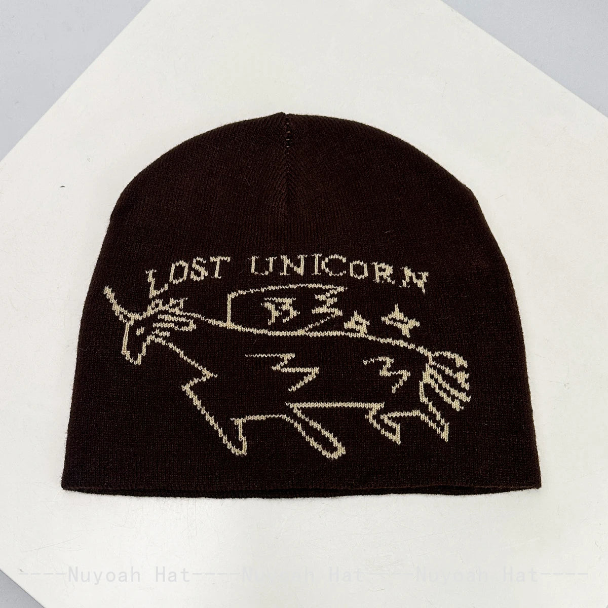 New Men Women Korean Jacquard Unicorn Letters Knitted Hats
