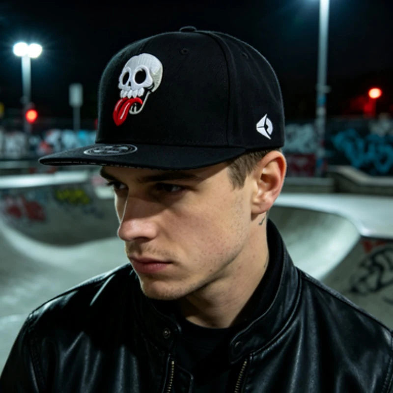 Unisex Skeleton Embroidery Hats Spring Autumn Adjustable Casual Snapback Caps Outdoor Sunscreen Hat