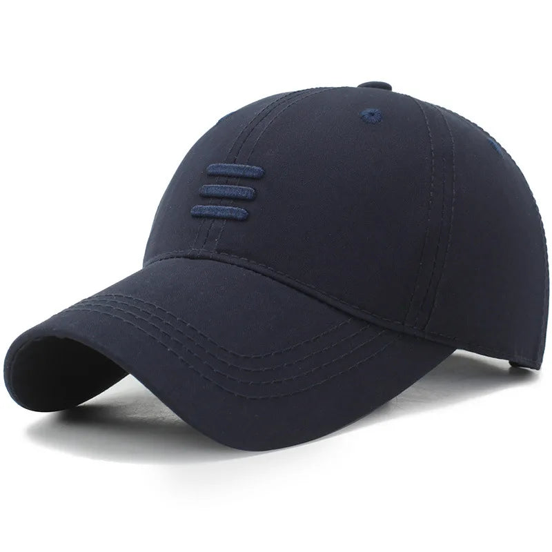 Three Horizontal Lines Embroidery Baseball Caps