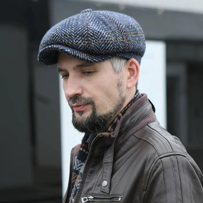 Newsboy Hat Men Beret Peaked Hat Wool Celebrity Caps