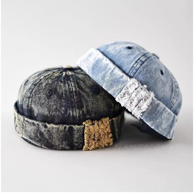 Ruffle-Brim Denim Hat For Men And Women