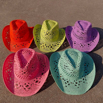 Summer Straw Cowboy Hat Hollow Woven Straw Hat