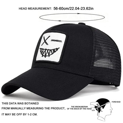 Unisex X Smiling Face Teeth Embroidery Baseball Net Caps