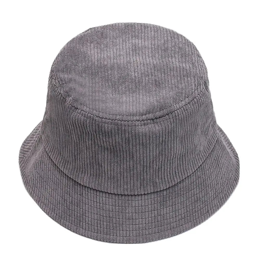 Women Winter Bucket Hat Corduroy Faux Fur Warm Fisherman Cap