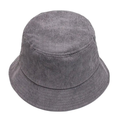 Women Winter Bucket Hat Corduroy Faux Fur Warm Fisherman Cap