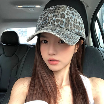 American Retro Spice Girl Leopard Print Baseball Cap