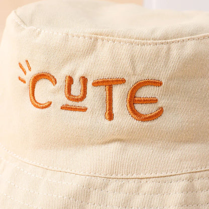 Double Sided Baby Bucket Hat With String Letter Embroidered Boys Girls