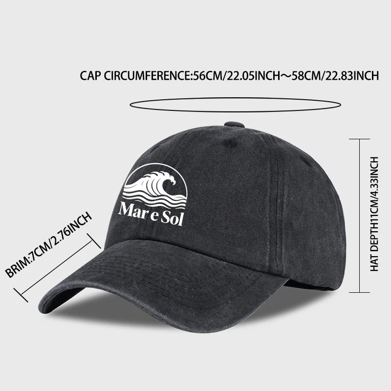 Mare Sol Wave Logo Print Washed Baseball Cap