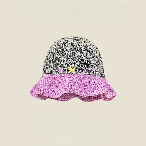Dopamine Autumn Crochet Panama Cap Korean Handmade Bucket Hats